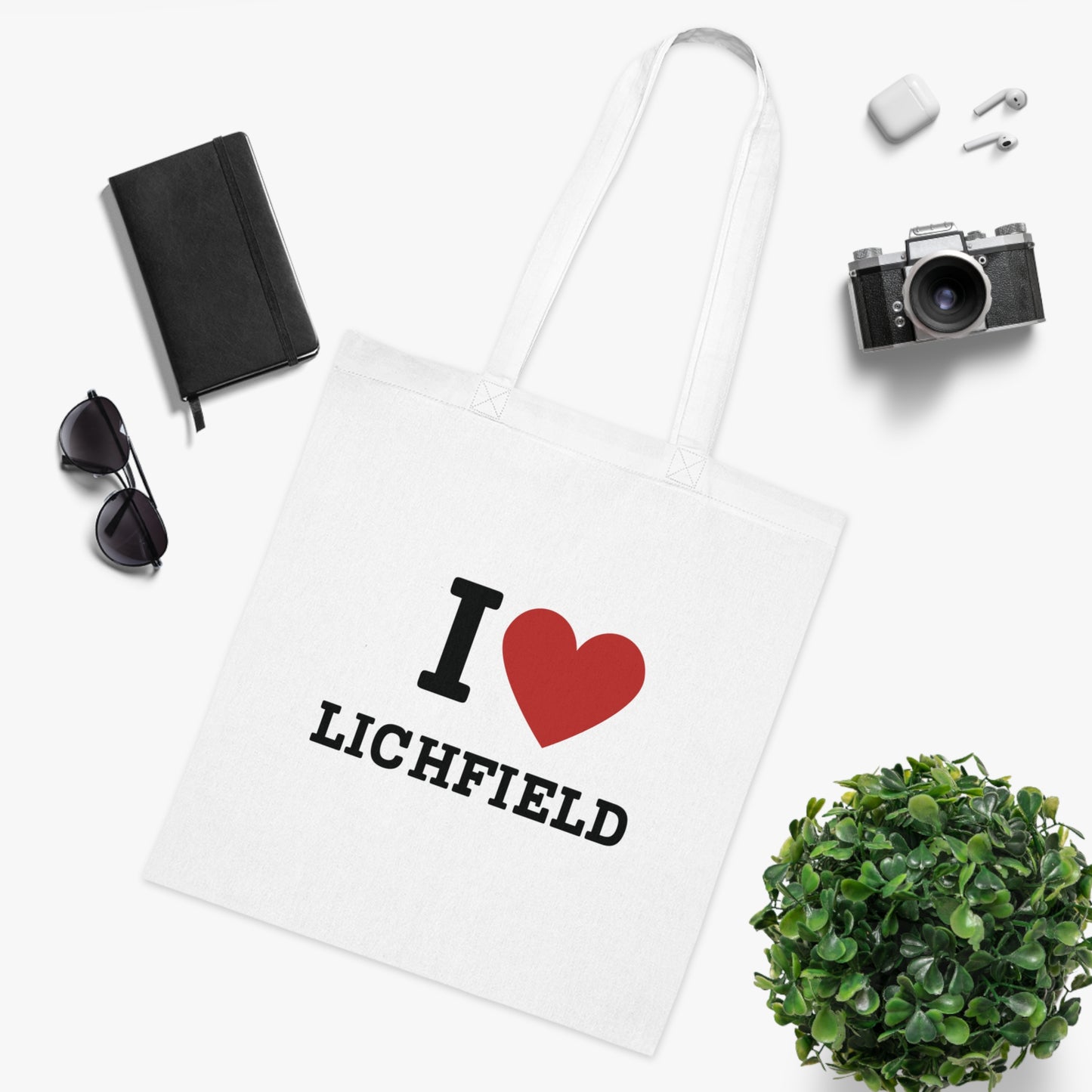 Love Lichfield Heart Tote Bag – Modern Black & White Design